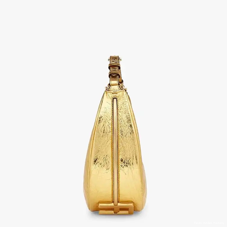 Affordable HOT Fendigraphy Leather Hobo Bag Gold In Calf Small Fendi 0701